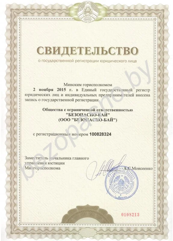 Свидетельство о государственной регистрации