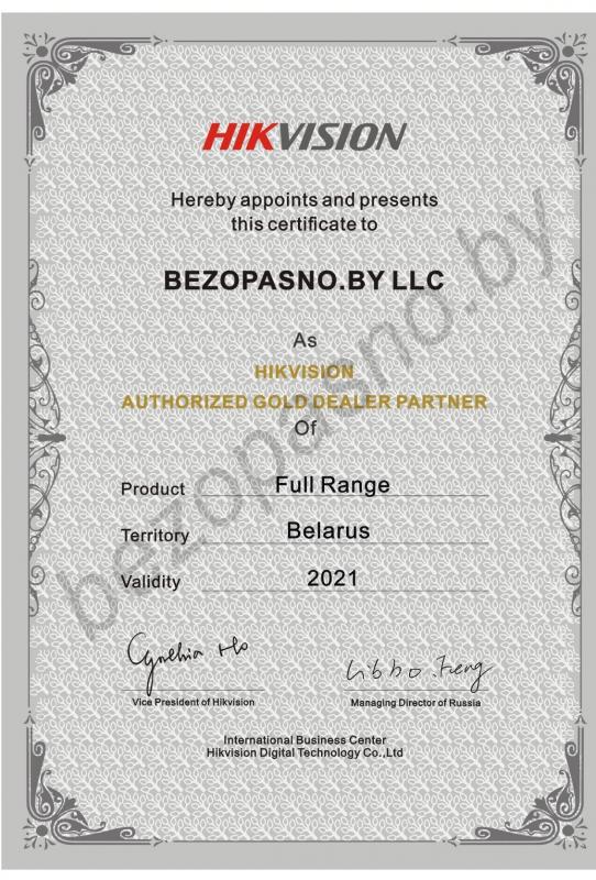 Золотой партнер HIKVISION на территории Республики Беларусь 2021 г.